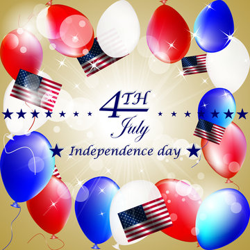Independence day - vector background with USA flags