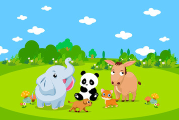 Farm animals with background