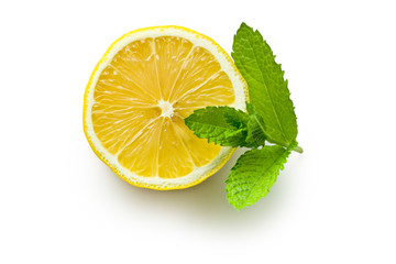 half lemon and fresh mint