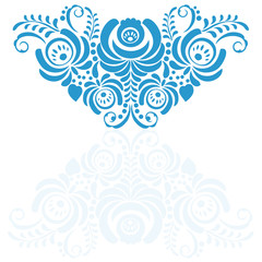 Ornate elegant vector floral frame in Gzhel style