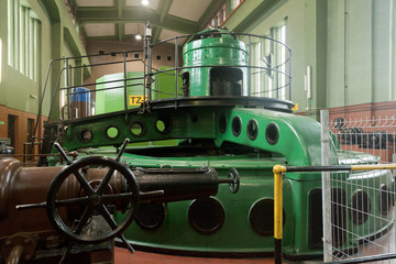 Water turbines and power generators in the power plant 