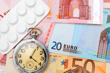 Watch and tablets  for euro banknotes