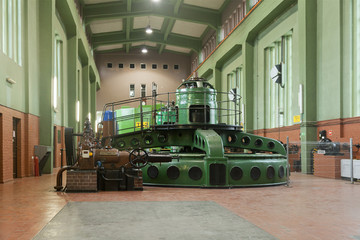 Water turbines and power generators in the power plant 