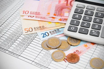 Euros money, the calculator