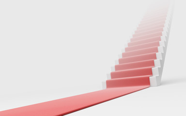Staircase with red carpet 3D. Concept of success