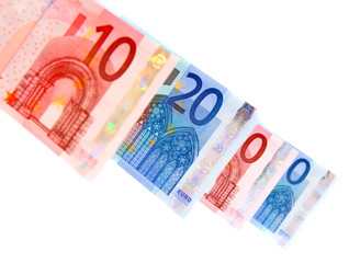 Euros of a banknote.