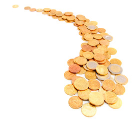 Road from coins. On a white background.