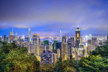 Stoff pro Meter Skyline von Hongkong China © SeanPavonePhoto