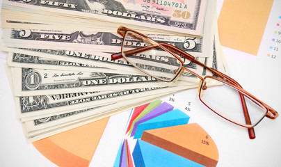 Glasses and dollars on graphs.