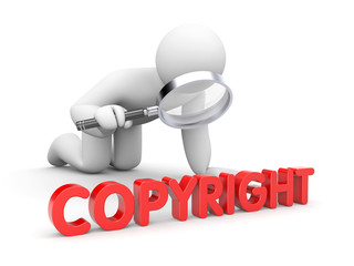 The person examines copyright sign
