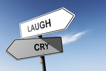 Laugh and Cry directions.  Opposite traffic sign.