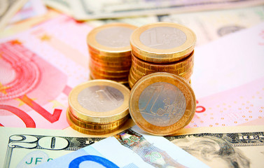 Coins on denominations.