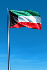 Kuwait flag waving on the wind