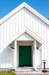 White wooden traditional architecture in Norway