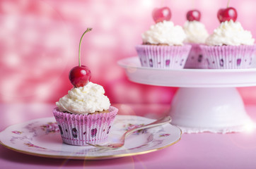 Cupcake, muffin, kirschen, Geburtstag,muffin