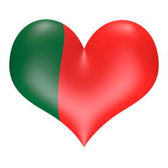 Portuguese flag colors in 3D heart shape