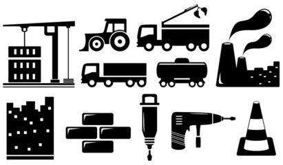 set industrial objects and tools