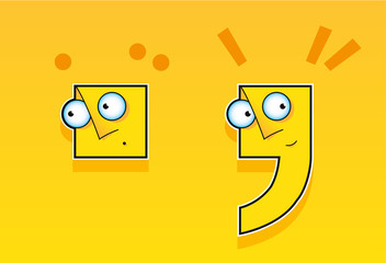 punctuation marks characters dot and comma