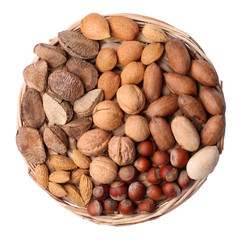 Set of nuts in wicker