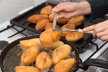 cakes fried in a pan