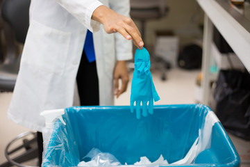 Lab trash, disposable gloves