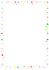 Colourful border with dandelion seeds.