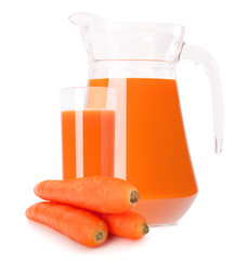 Carrot vegetable juice in glass jug