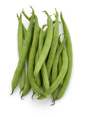 Green beans handful isolated on white background cutout