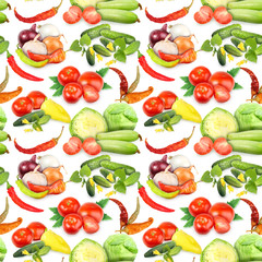 Seamless pattern with vegetables and spices