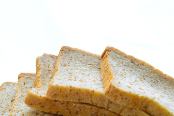 fresh bread slices isolated on white background