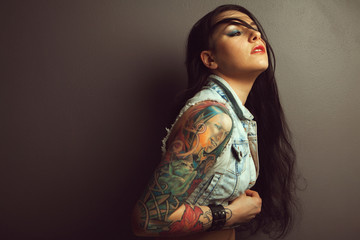 lovely woman with tattoo