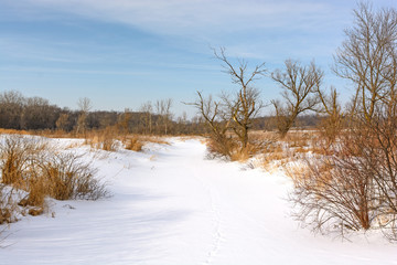 Snow Covered Creek in the Prairie