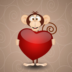 Fototapeta premium Monkey with heart