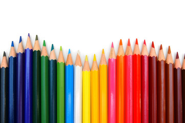 Colour pencils on a white background.