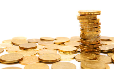 Gold coins. On a white background.