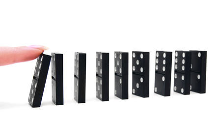 Domino effect. On a white background.