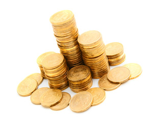 Gold mountains from coins.