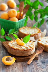 Mini cake with apricot, selective focus