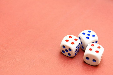 Dices on cloth.