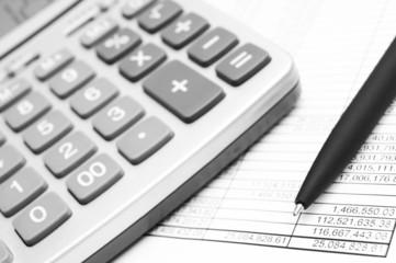 calculator and documents.