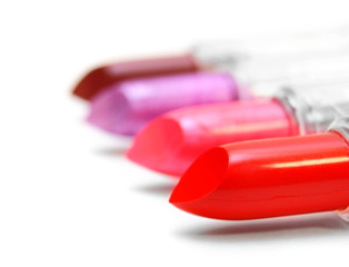 Multi-coloured lipsticks.