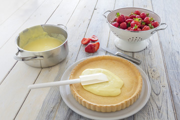 Homemade Strawberry Cake preparation