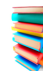 Multi - coloured books .