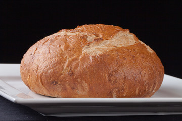 Macro shot of piping hot artisan bread homemade