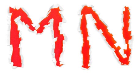 The letters from torn paper.