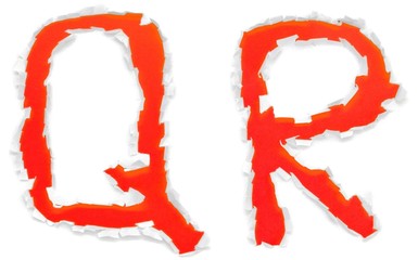 The letters from torn paper.