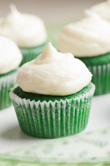 Green velvet cupcakes - macro shot