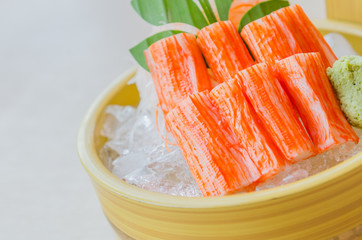 Stick crab sashimi