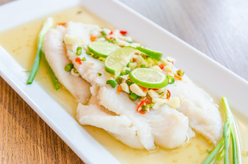 Steamed basa fish