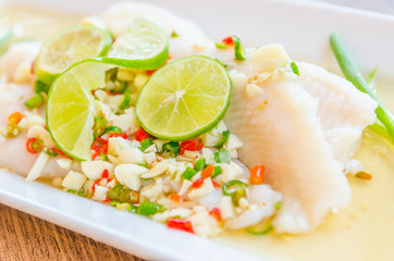 Steamed basa fish